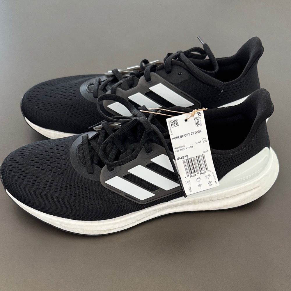 Adidas Black and White PureBoost Sneakers
